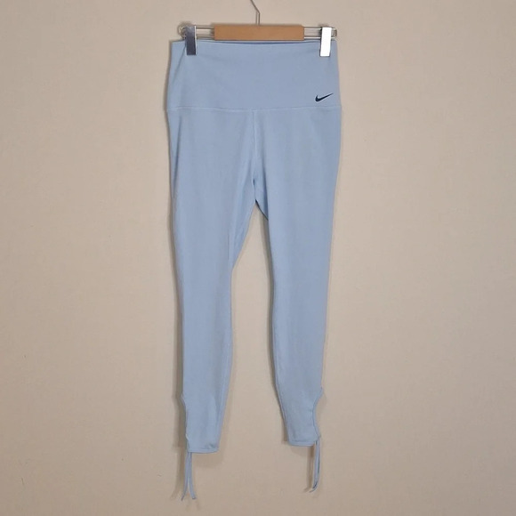 Nike ankle tie light blue ribbed leggings SZ M NWOT - Picture 2 of 7